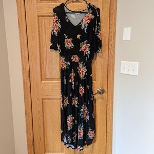 Maurices Black Floral Maxi Dress | S